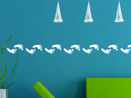 Fuss-Spuren an der Wand. Eine neue moderne Interpretation der Wandbordüre von wandtattoos.de Fuss-Spuren an der Wand. Eine neue moderne Interpretation der Wandbordüre von wandtattoos.de